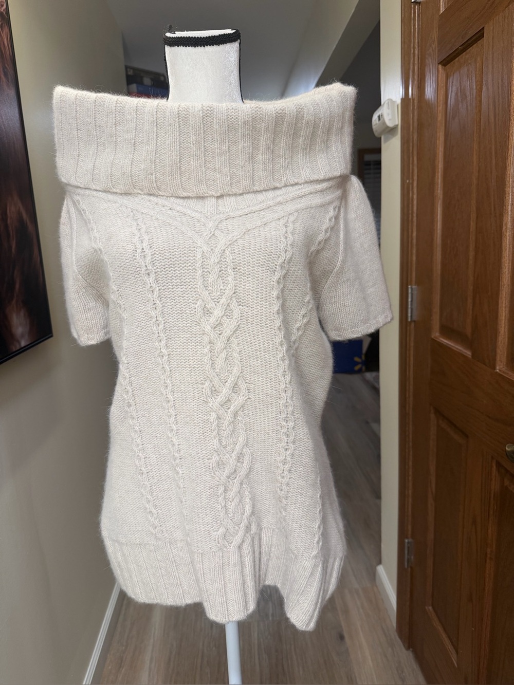 Lucy & Laurel Lambswool Angora Cable Knit Sweater XL Ivory NWOT